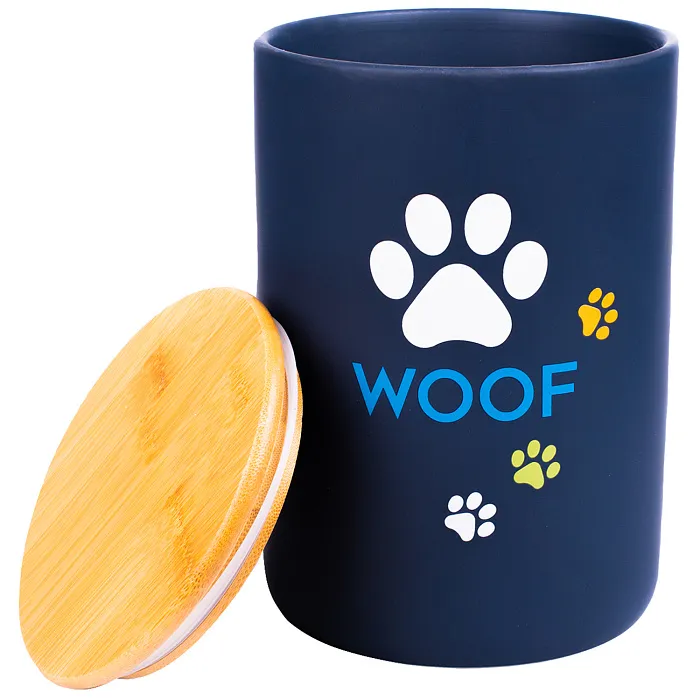 КерамикАрт бокс керамический для хранения корма для собак WOOF 1900 мл, черный СКИДКА 50%