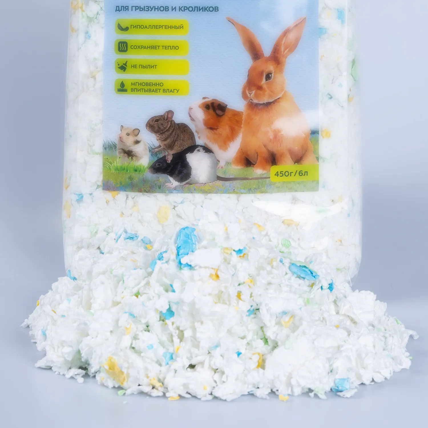 Целлюлозный наполнитель Bambini Pets для грызунов и кроликов 450 г/6 л