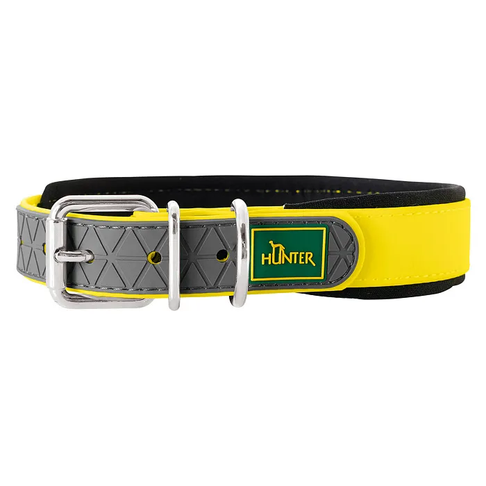 Hunter ошейник для собак Convenience Comfort 40 (27-35 см) / 2 см биотановый мягкая горловина желтый неон